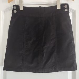 Free People Black Mini Faux Velvet Skirt with Button Accents Gothic Festival